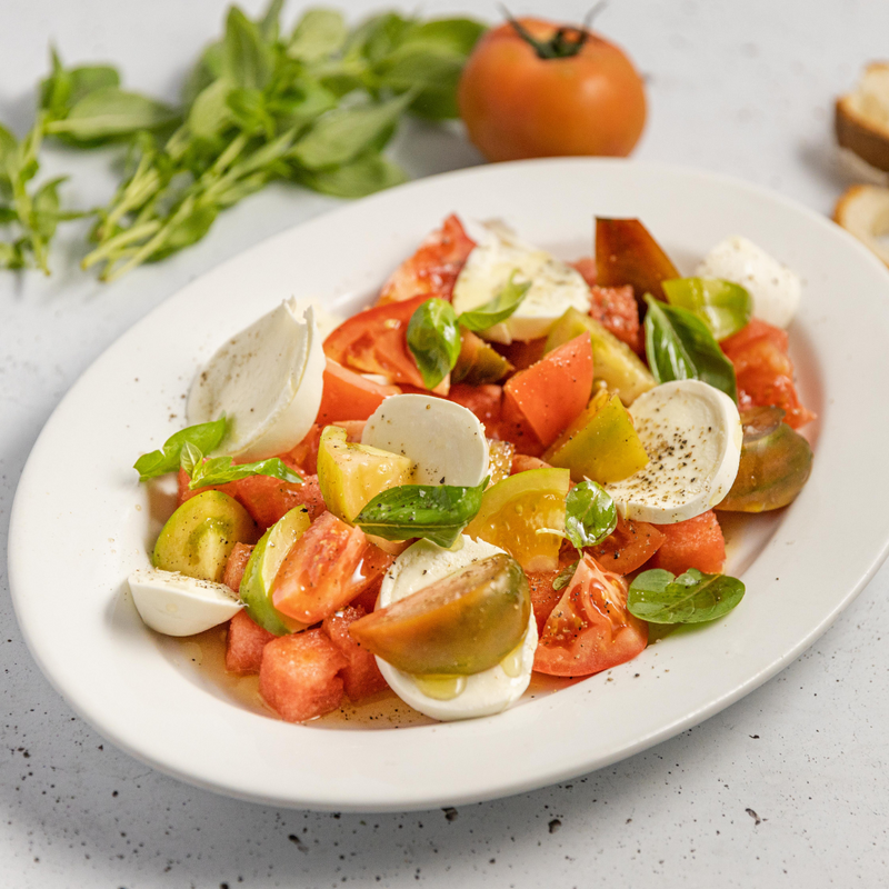 Watermelon, Tomato and Mozzarella Salad