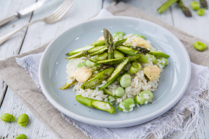 Asparagus, Broad Bean and Lavato Cheese Risotto