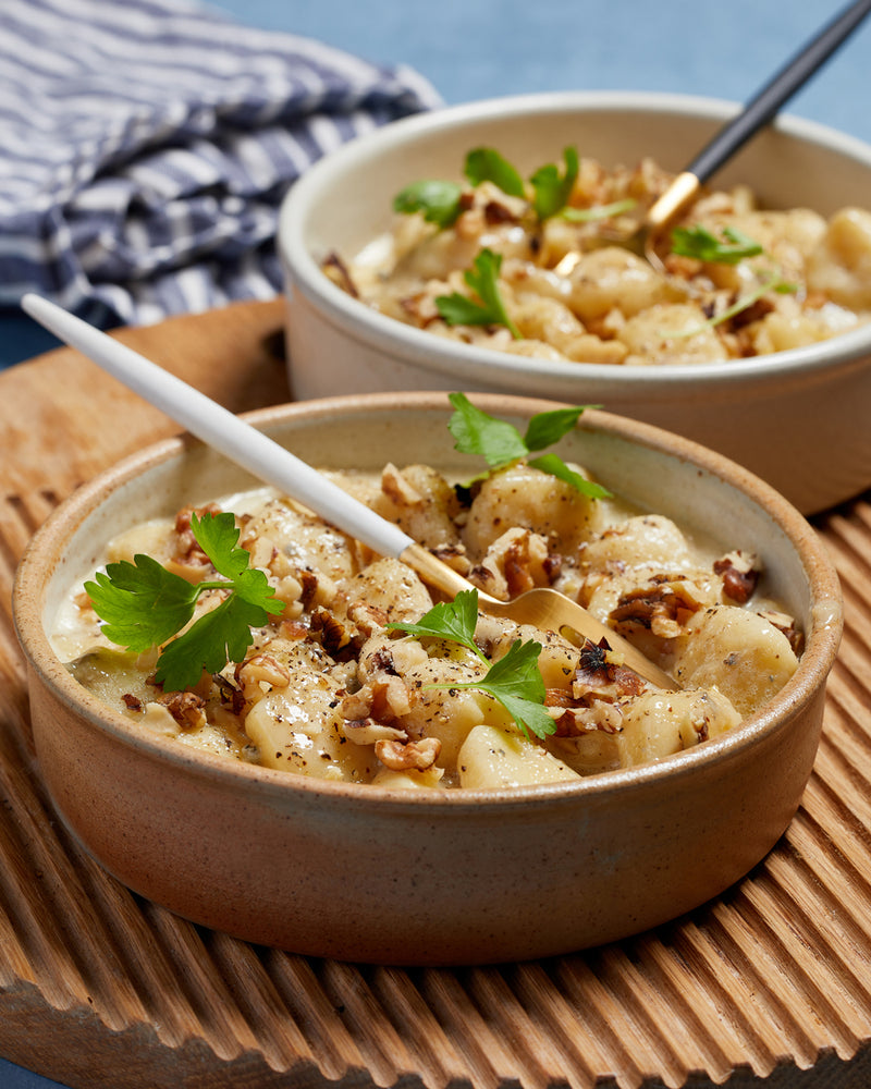 Gnocchi with Pear, Blue Cheese & Walnut Sauce